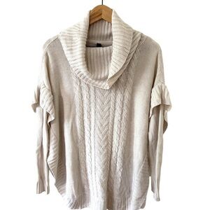 Alya Cream Cowl Neck Cable Knit Sweater